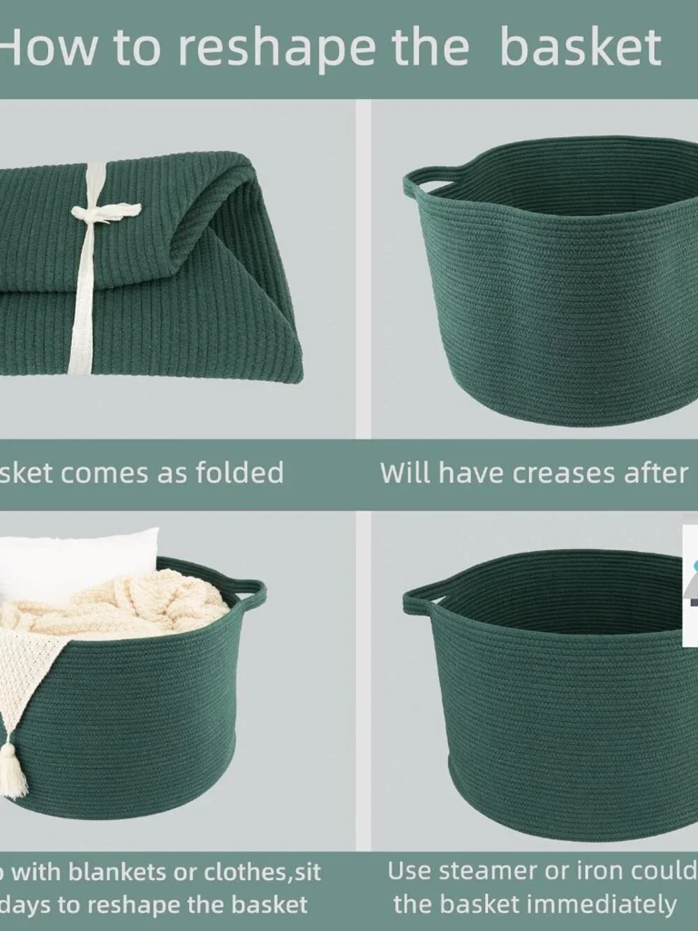 New Extra Large Cotton Rope Round Storage Basket 22